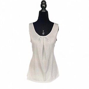 LOFT Silver Metallic Bow Detail Top Size S Sleeveless Party Holiday